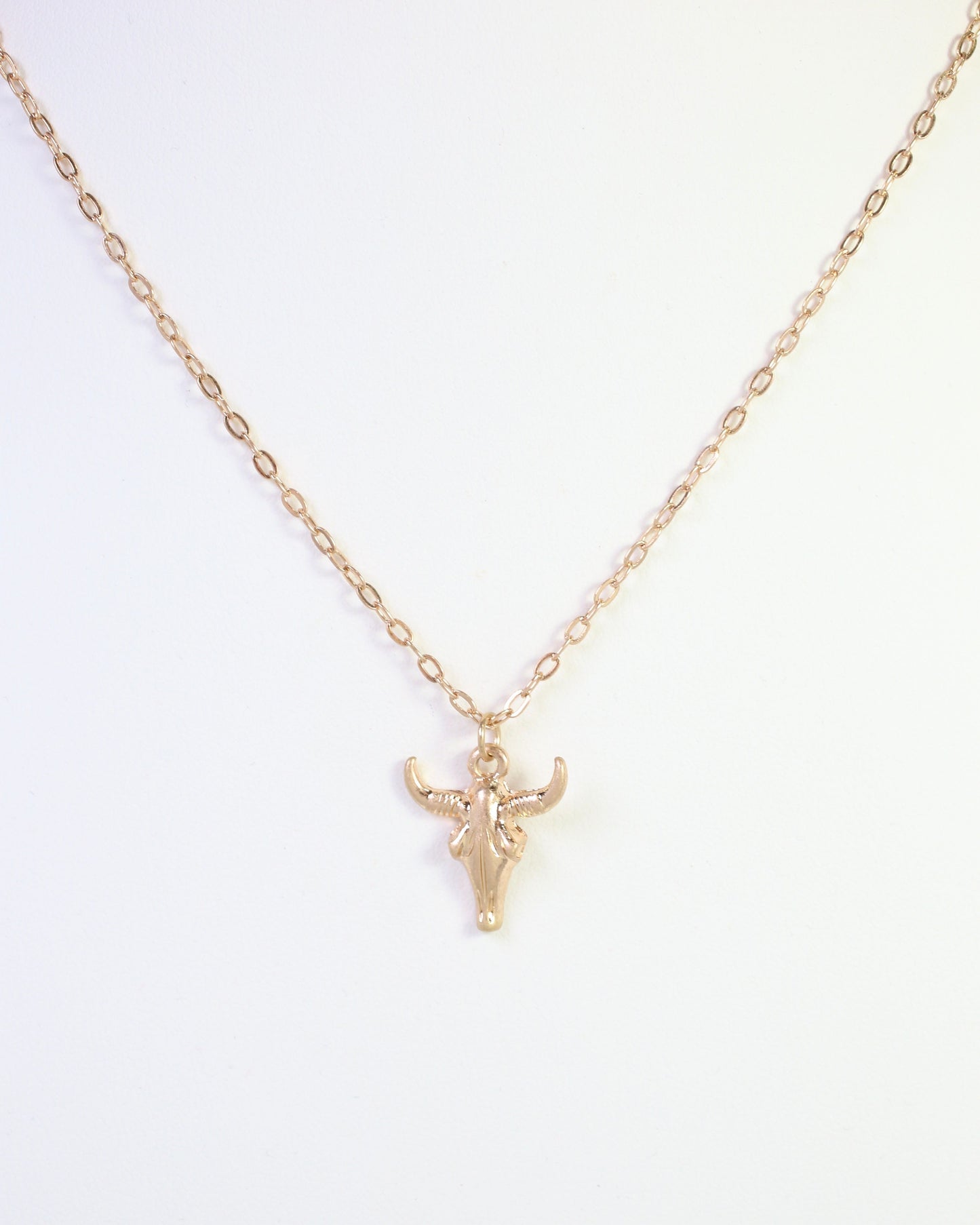 Cecily Bull Pendant Necklace Worn Gold
