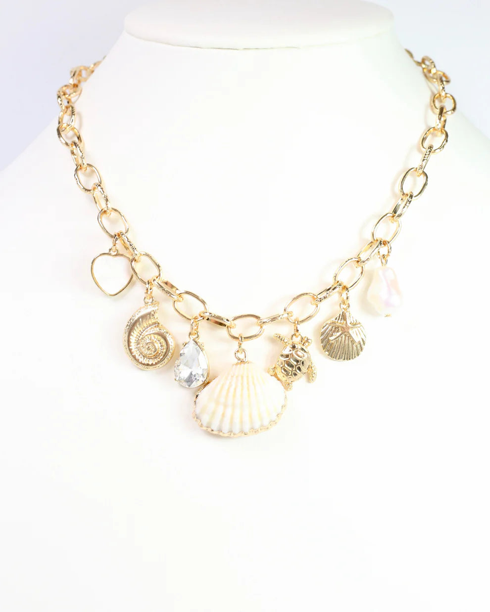 Cape Code Shell Charm Necklace Gold