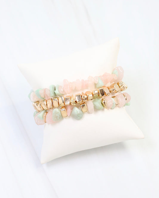 Eastpointe Beaded Stretch Bracelet Set Blush