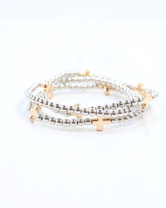 Milano Cross Bracelet Set Gold Silver