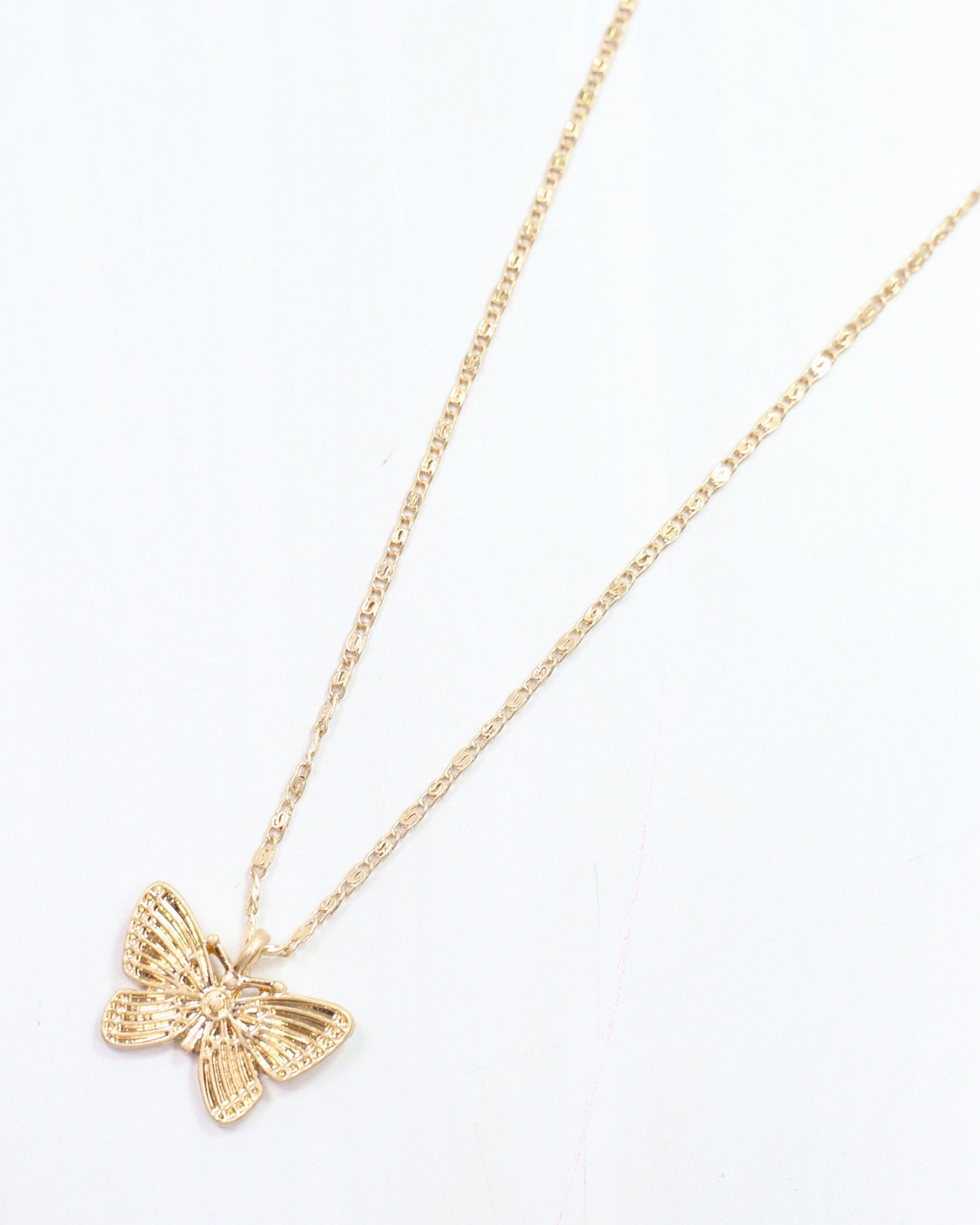 Angelina Butterfly Charm Necklace Worn Gold