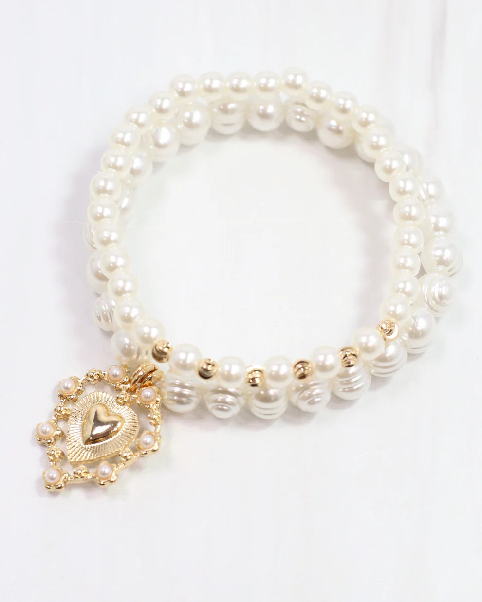Emel Pearl Stretch Charm Bracelet Gold