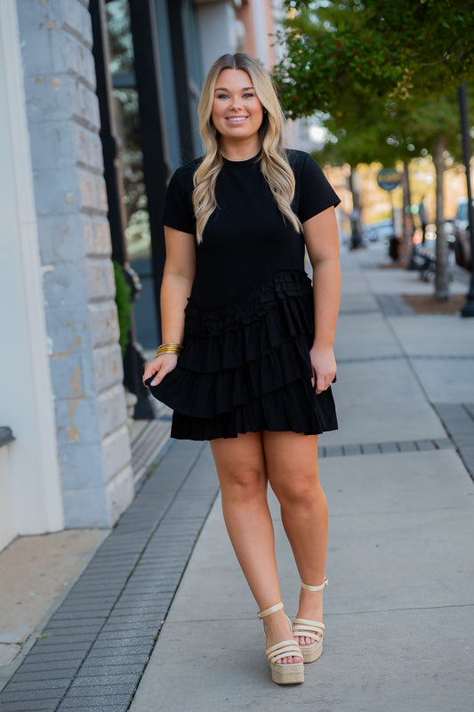 Owensboro Ruffle Asymmetric Tiered Dress