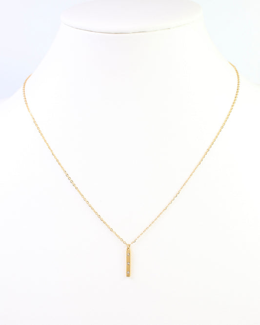 Lily Linear Bar Drop Necklace WP Gold