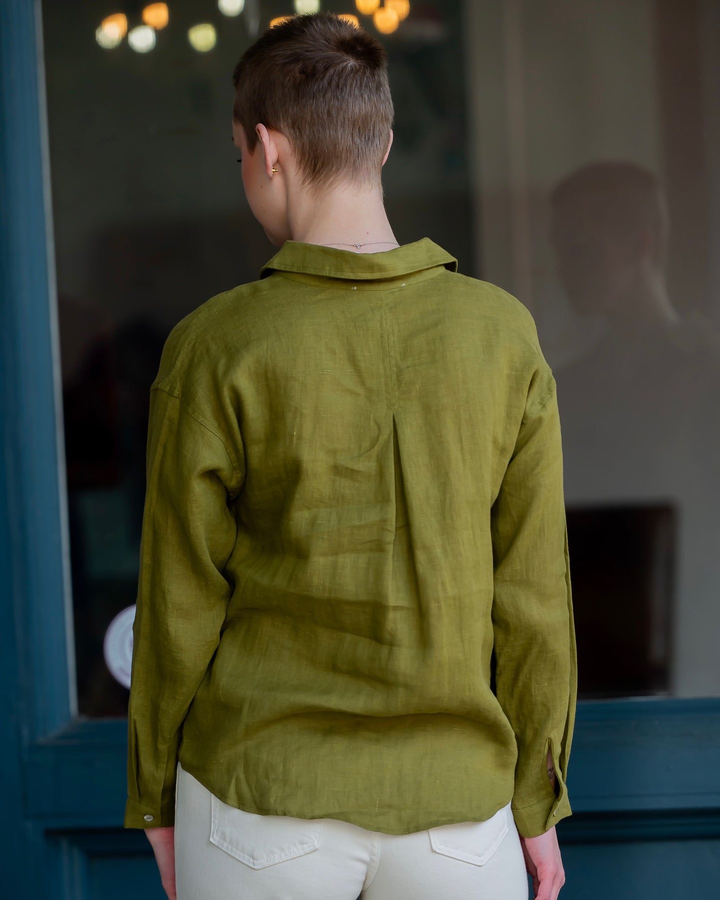 Jackson Linen Blouse - Olive Green