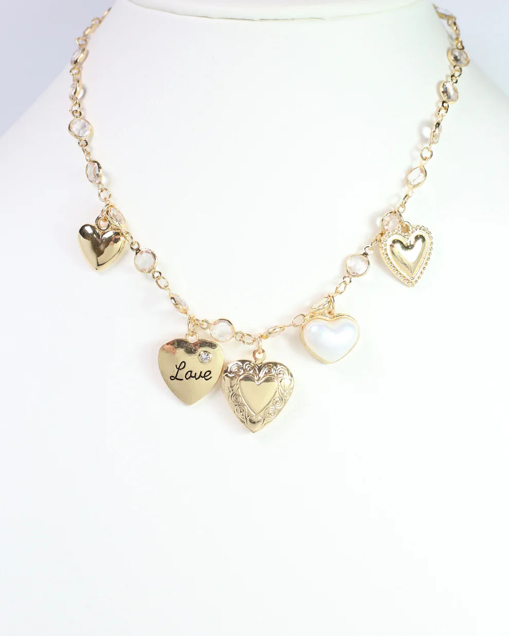 Mix It Up Heart Charm Necklace Gold