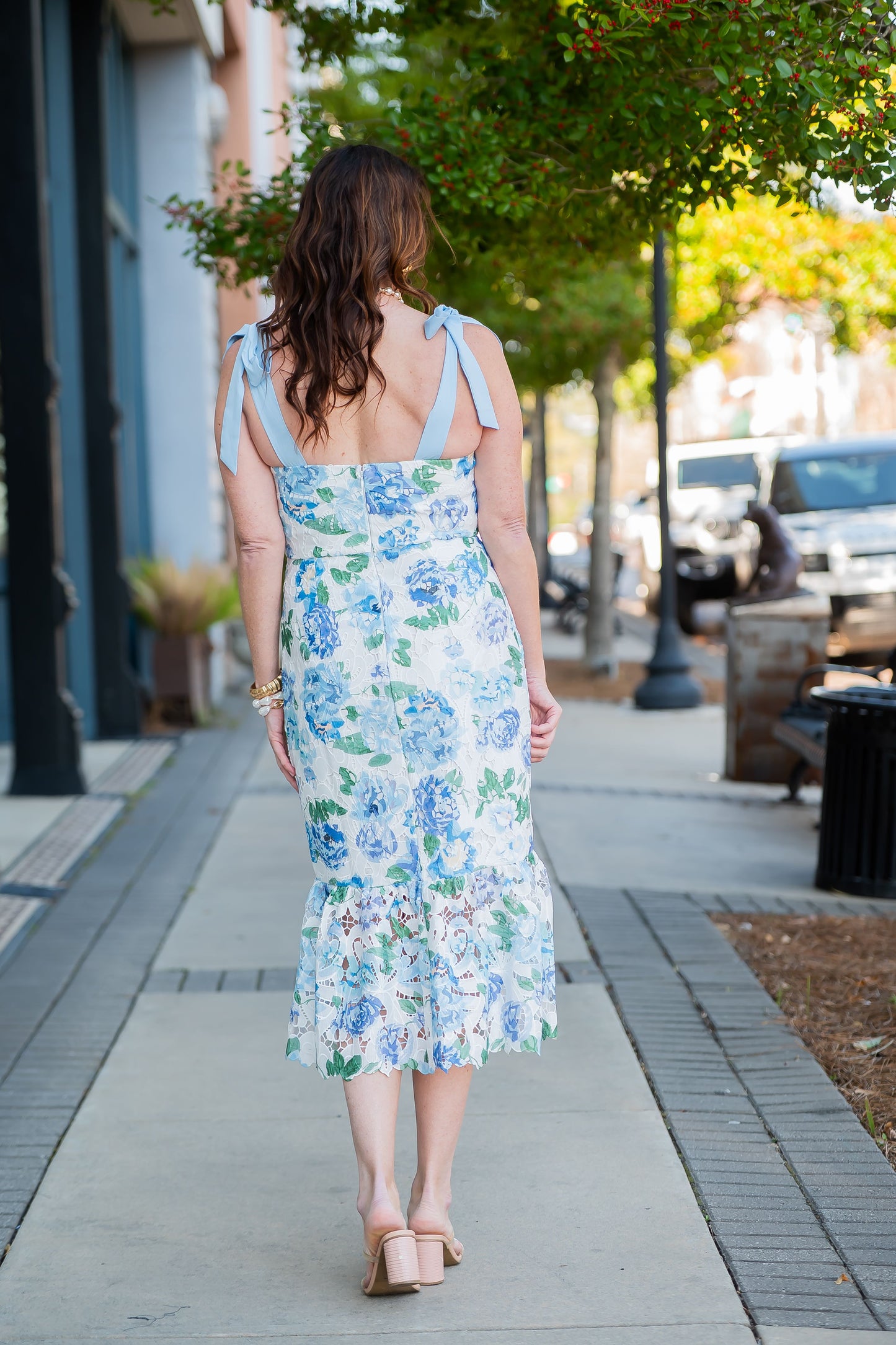 Sadie Floral Lace Bow Shoulder Dress
