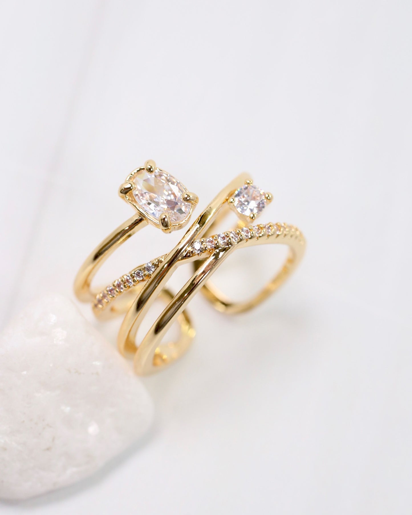 Reneau Crisscross Ring Gold