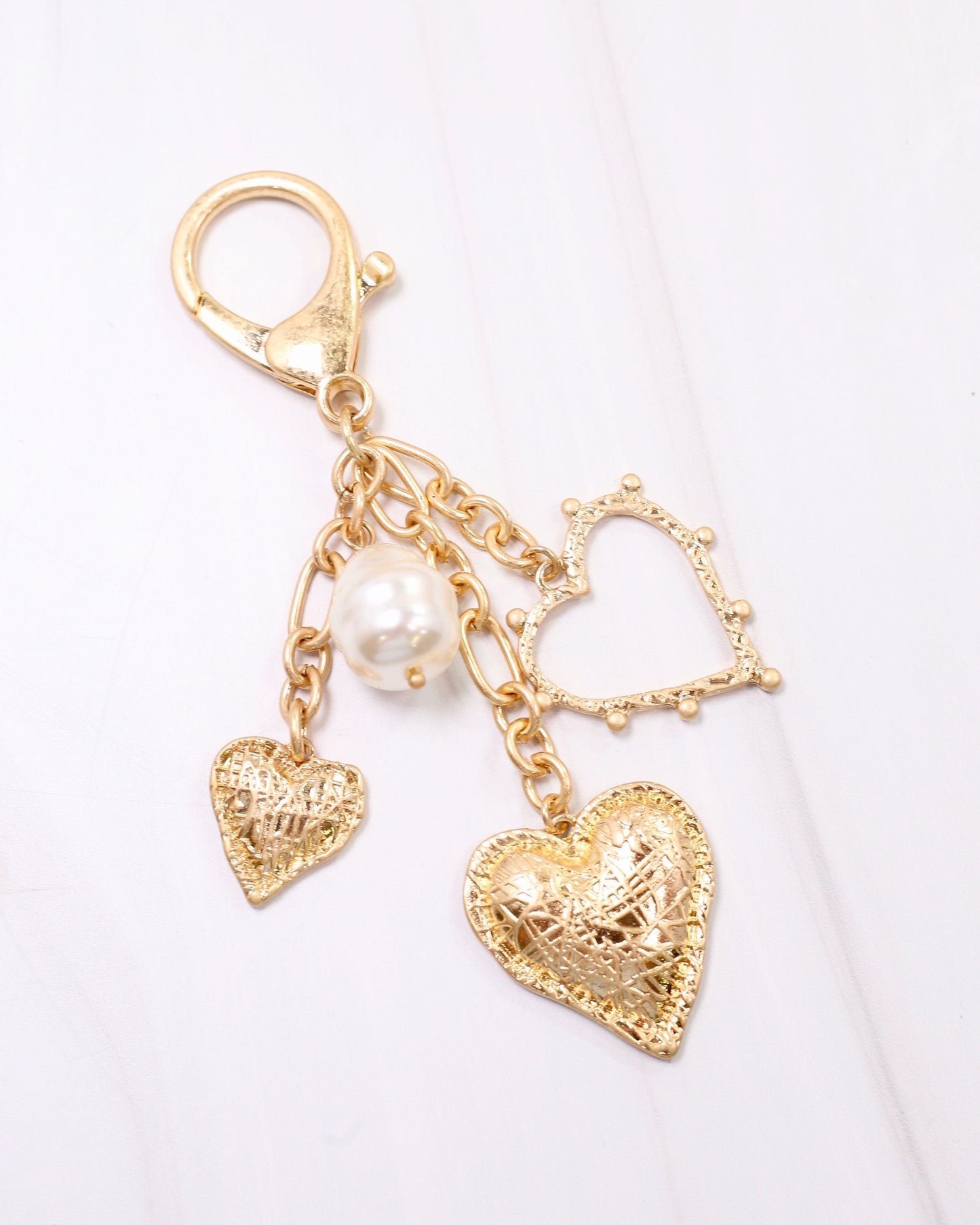 Tara Heart Bag Charm Worn Gold