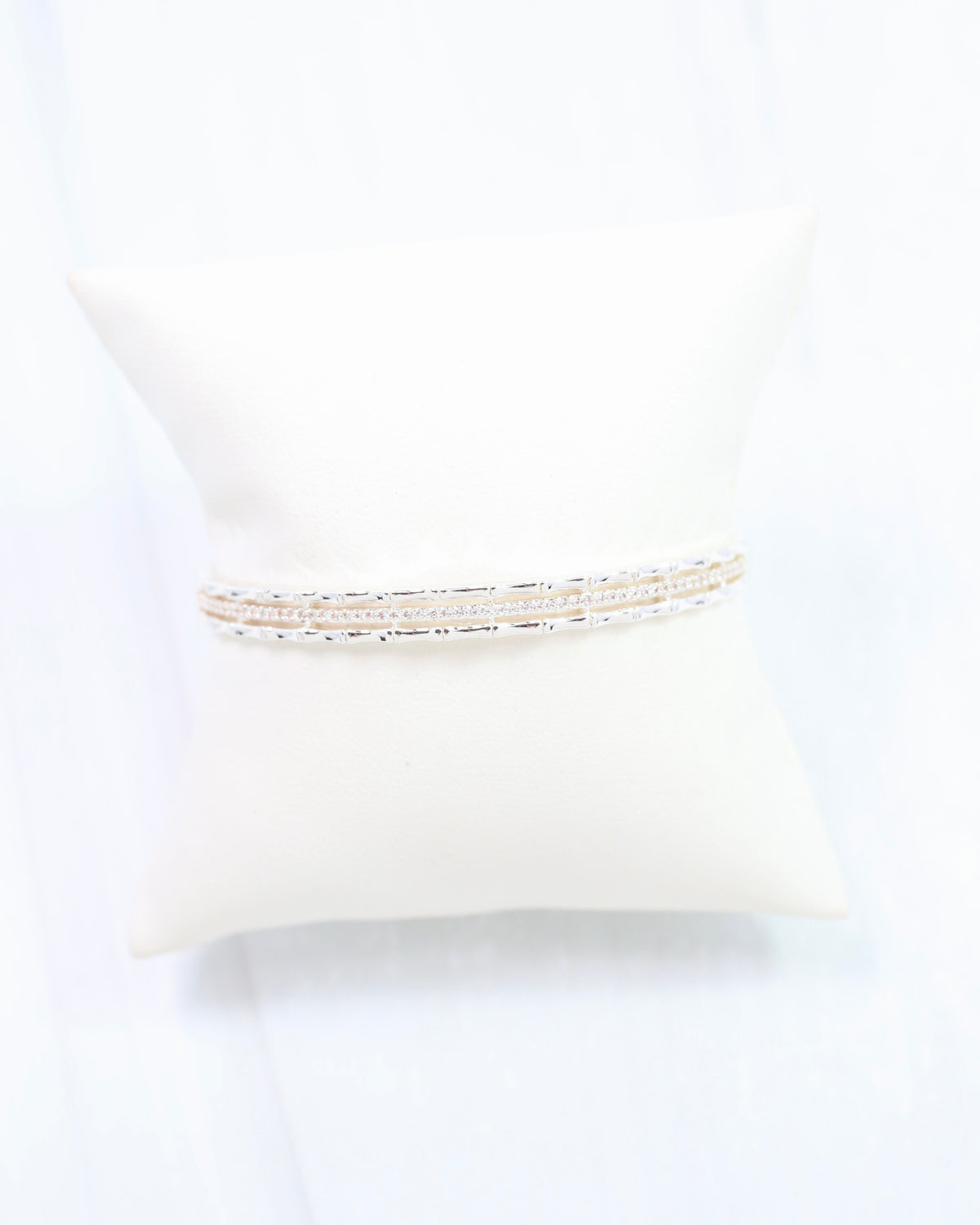 Willa CZ Lined Bangle Bracelet WR Silver