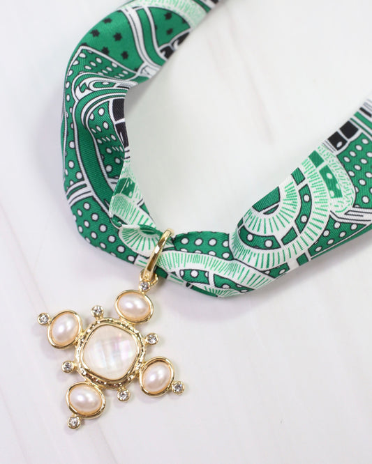 Cline Pearl and CZ Charm Gold