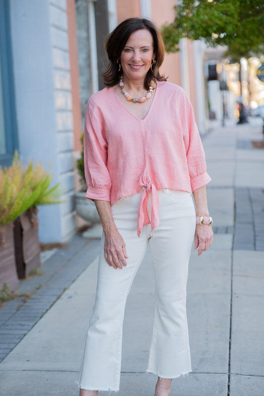 Maggie Front Tie Linen Top