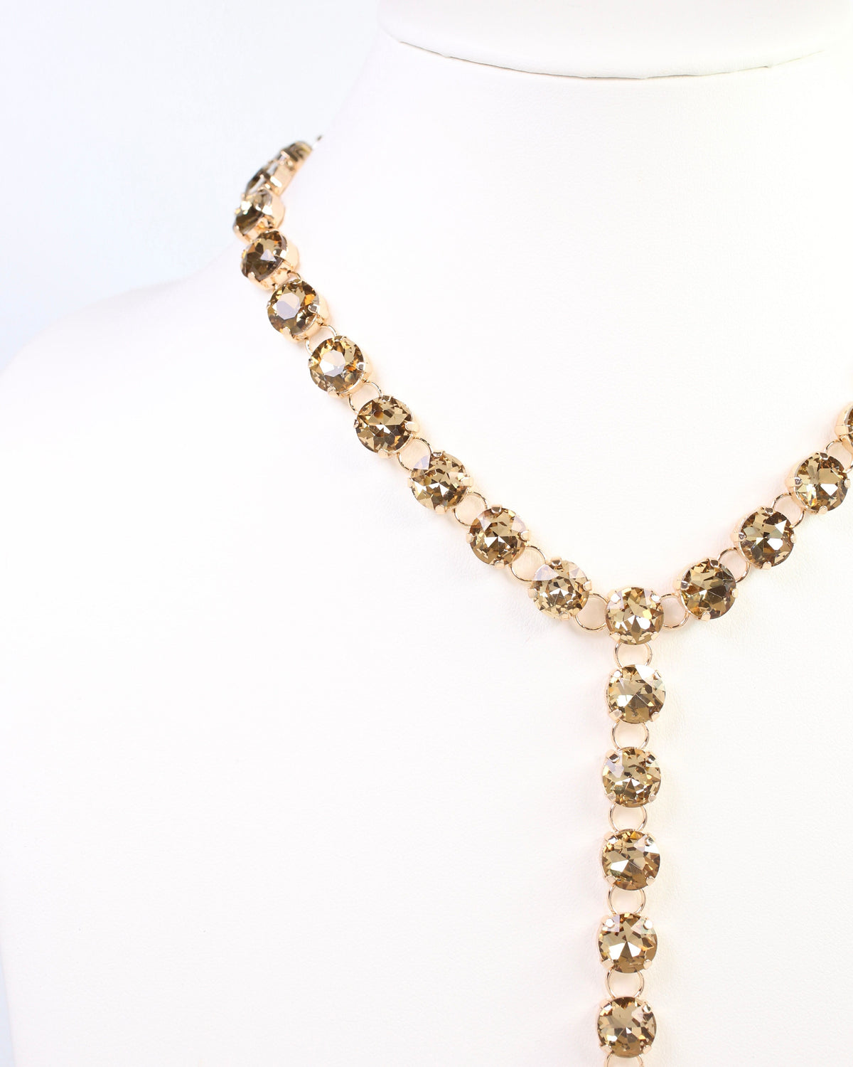 Andrea Rhinestone Y Necklace Topaz