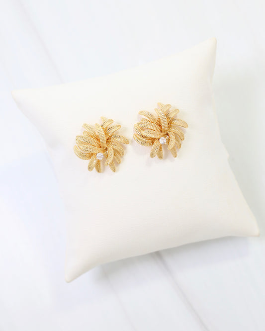 Newark Textured Cluster Earring WR Gold