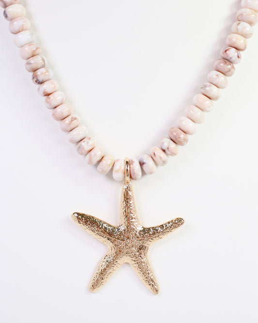 Aster Beaded Starfish Necklace Blush
