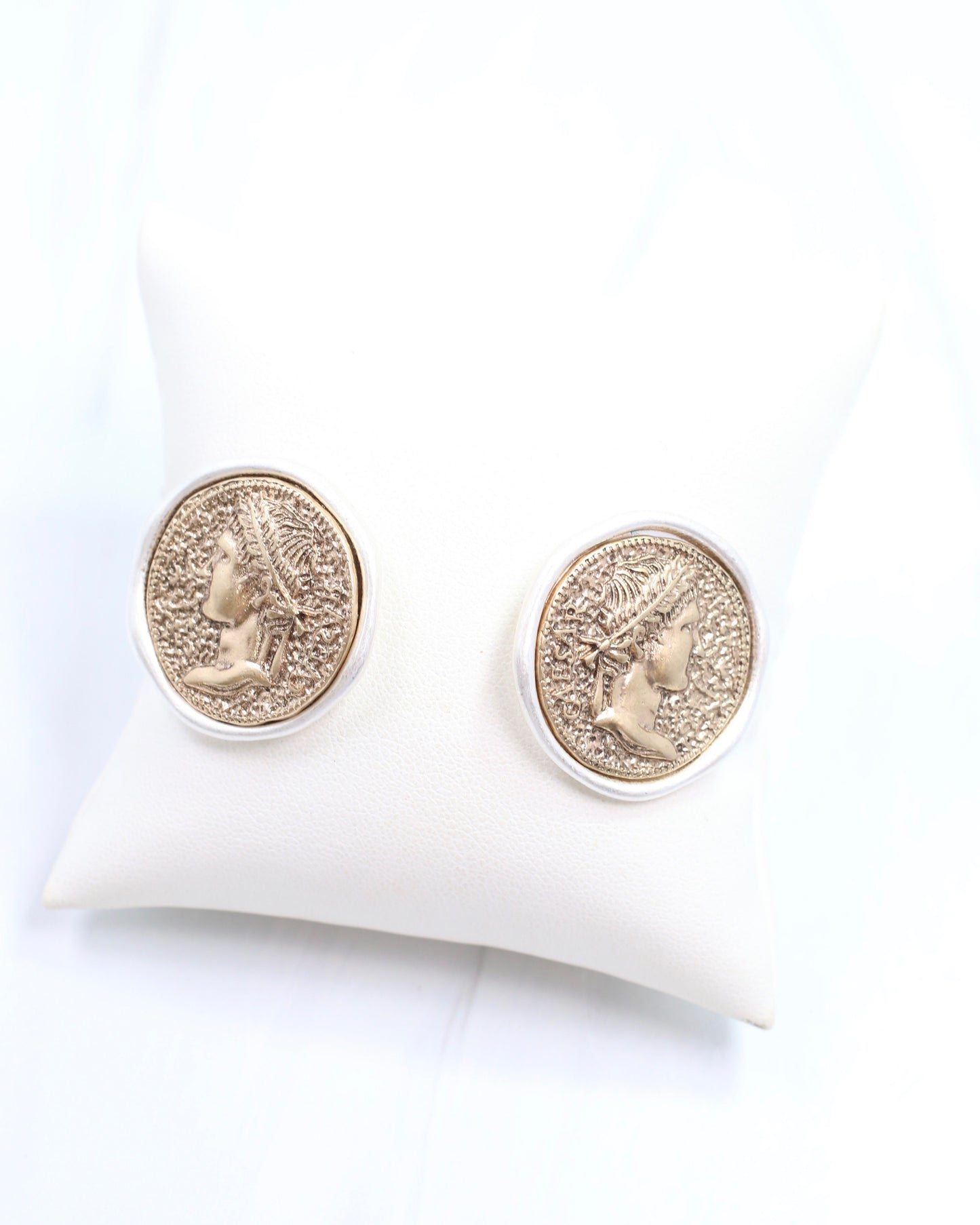 Alexander Coin Earring Worn Gold