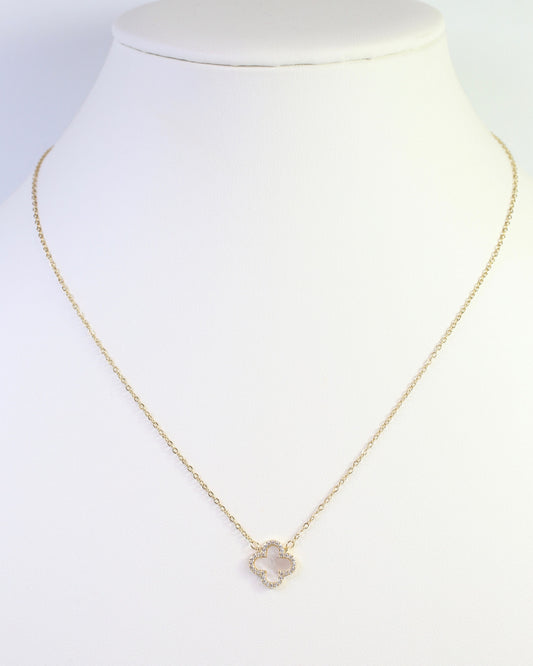Cindy Opal Clover Necklace Gold