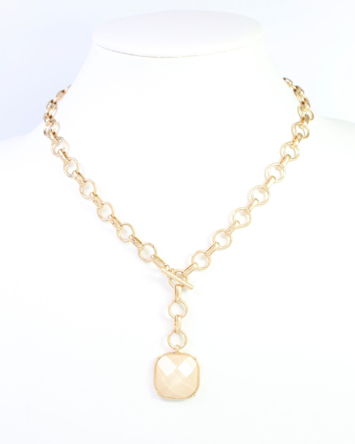 Remington Faceted Square Toggle Necklace Ivory