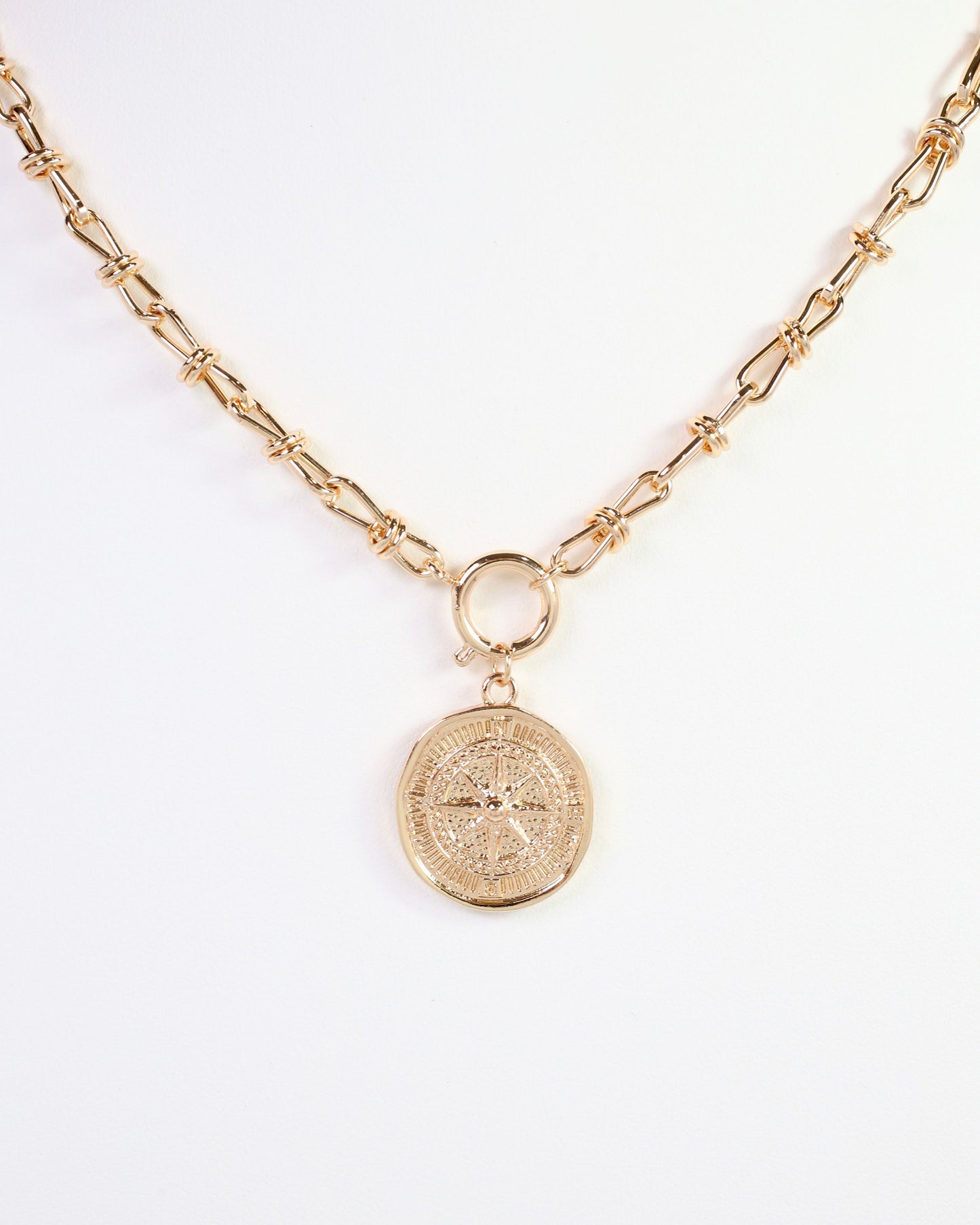 Roxy Ribbon Chain Charm Necklace Gold