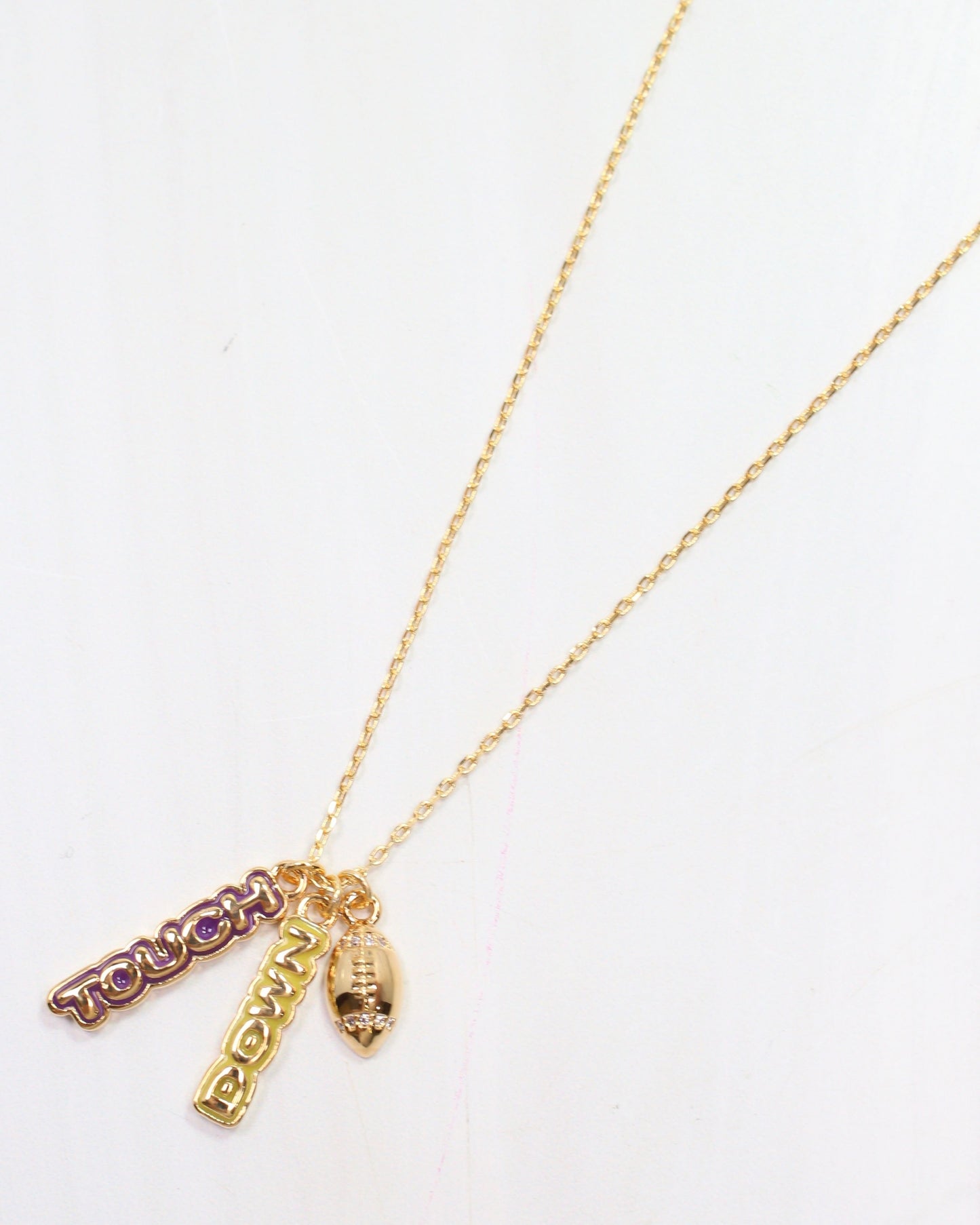 Enamel Touch Down Necklace Purple Gold