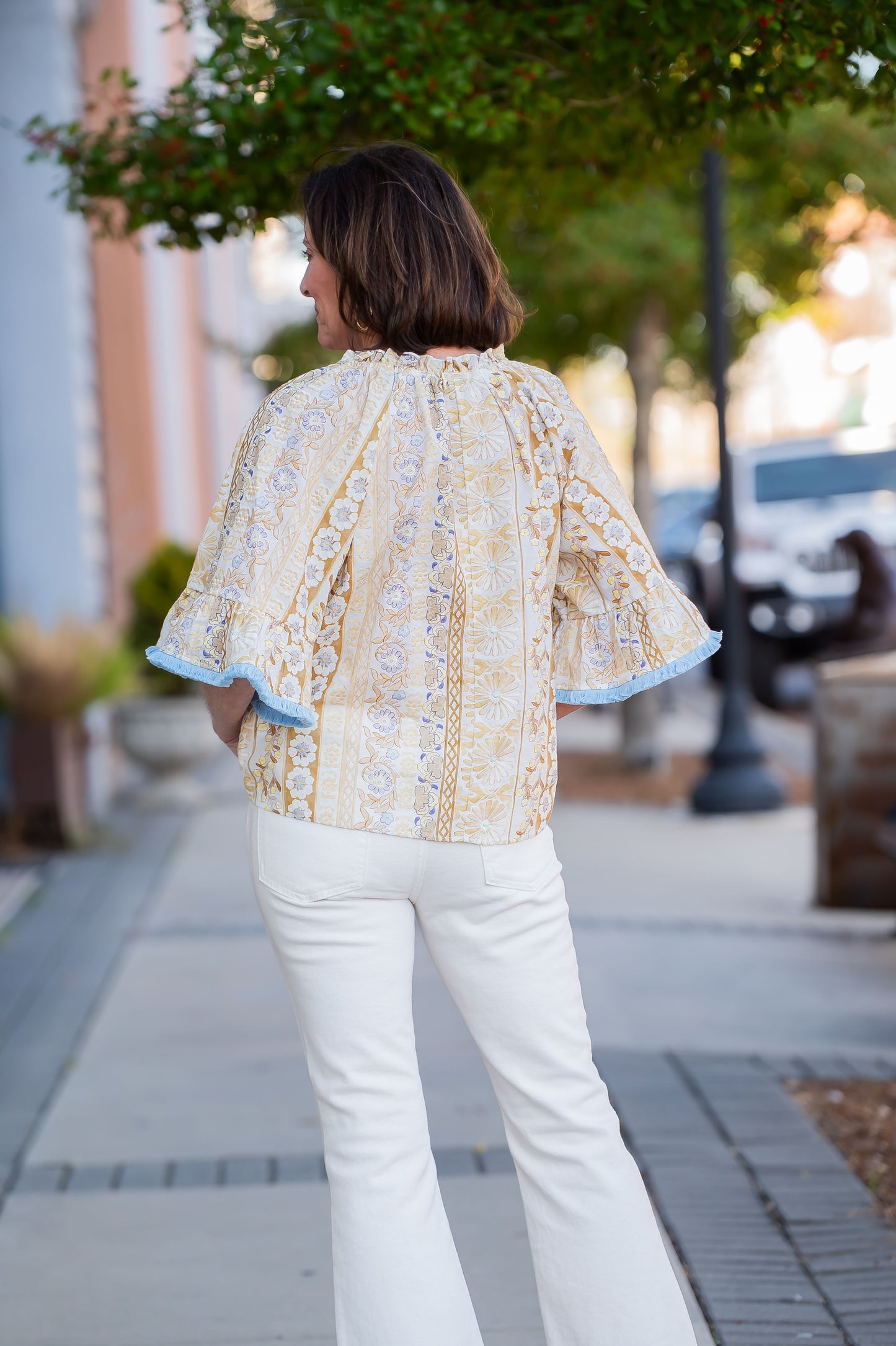 Faye Fringed Detail Floral Embroidered Top