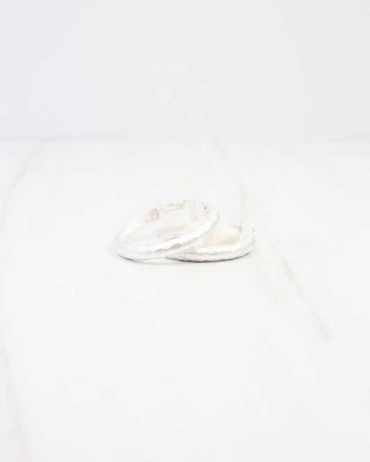 Fort Lee Hammered Hoop Earring WR Matte Silver