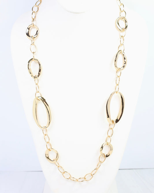 Groton Oval Chain Long Necklace Gold