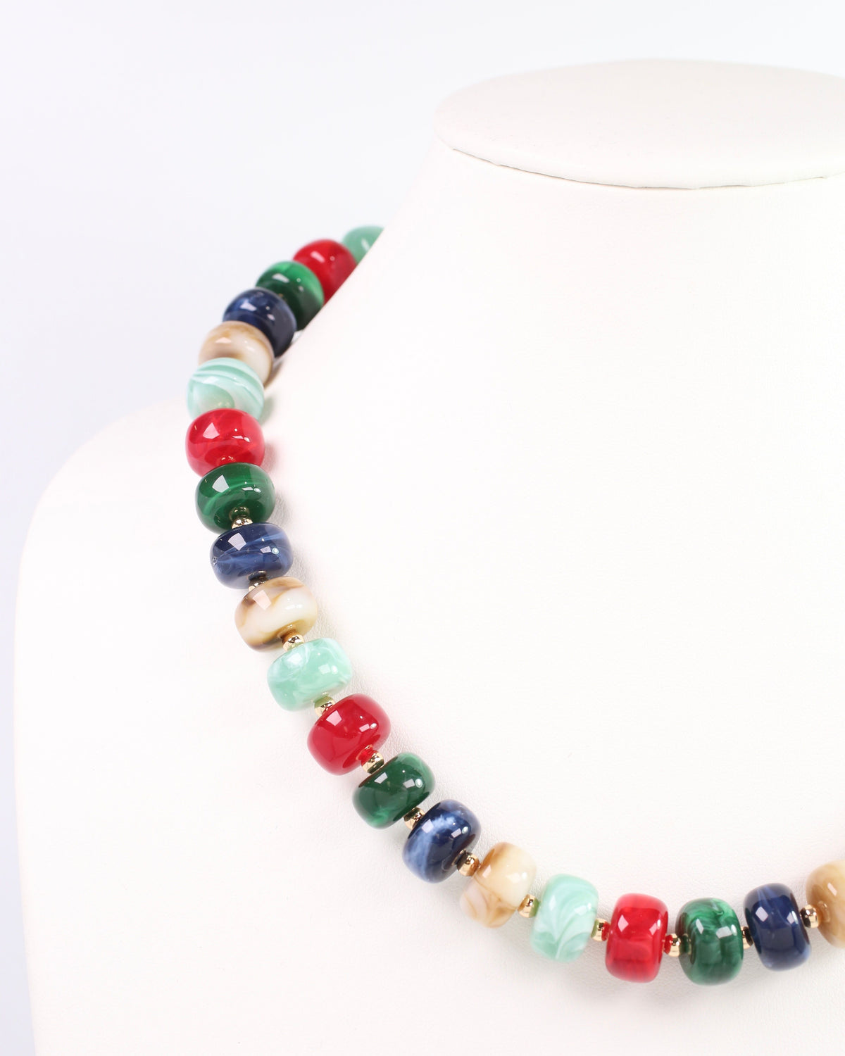 Tanner Beaded Necklace DK GRN Multi