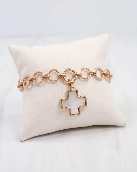 Bathurst Cross Link Bracelet Worn Gold