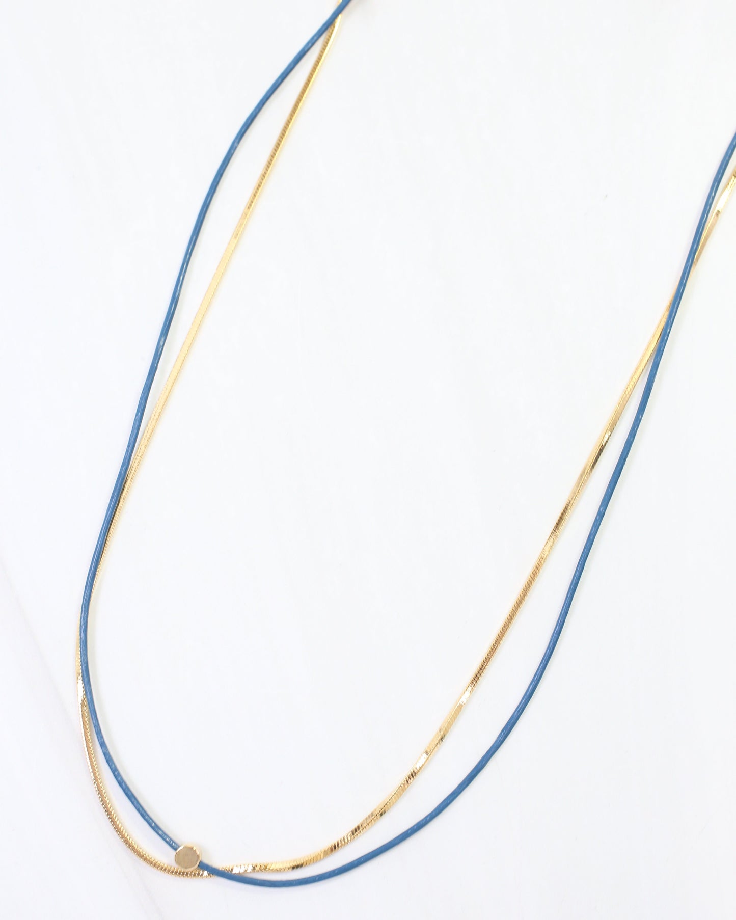 Paula Cord and Chain Layered Necklace Blue