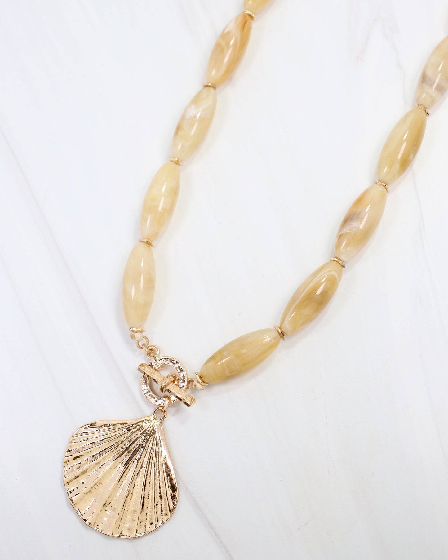Cambridge Stone Beaded Necklace with Shell Natural