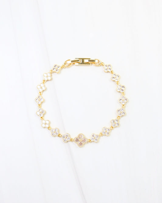 Clovis CZ Clover Bracelet WR Gold