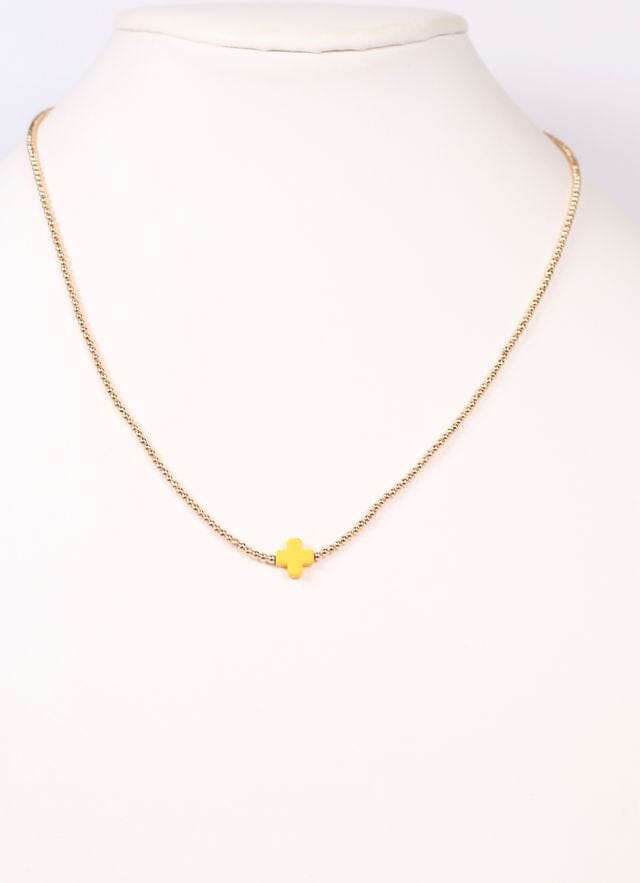 Rink Necklace with Cross YELLOW - Caroline Hill