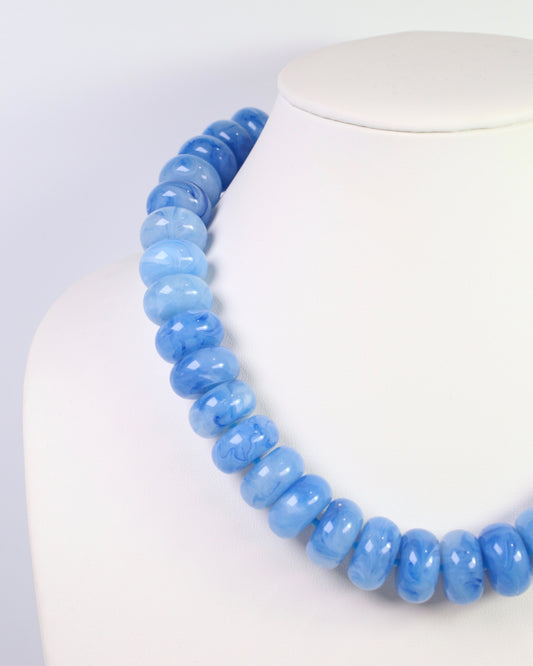 Pipestone Marble Beaded Necklace Blue