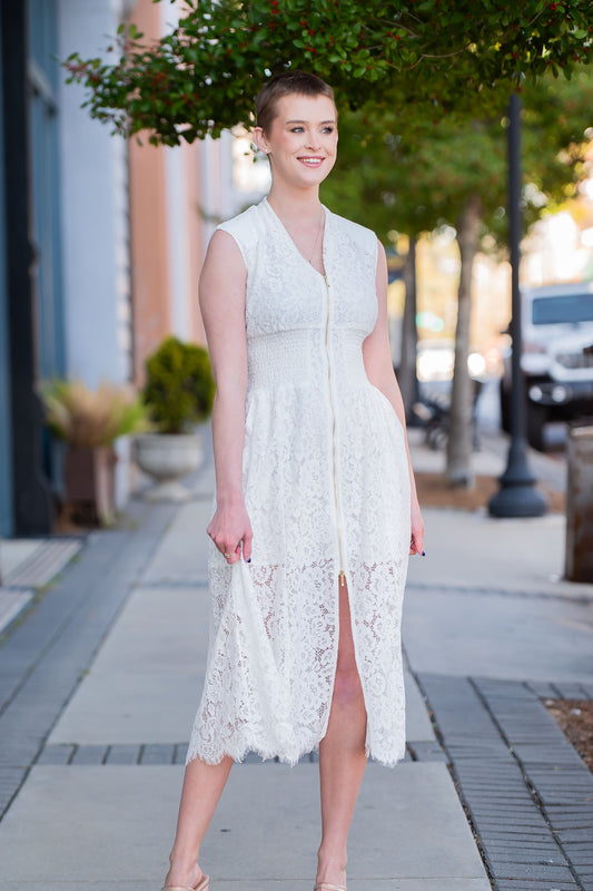 New York Lace Dress-Cream