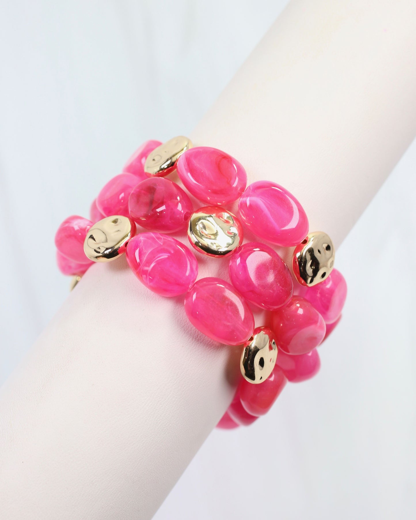 Amesbury Beaded Bracelet Set Fuchsia