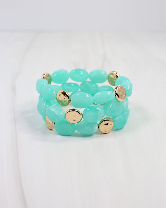 Amesbury Beaded Bracelet Set Aqua