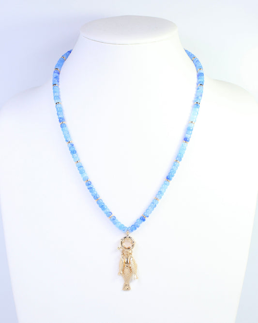 Addie Fish Charm Necklace Blue
