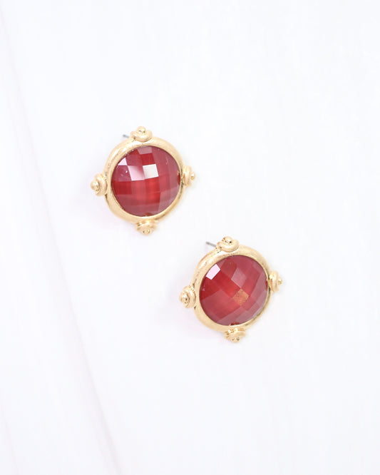Melani Faceted Stud Earring Burgundy
