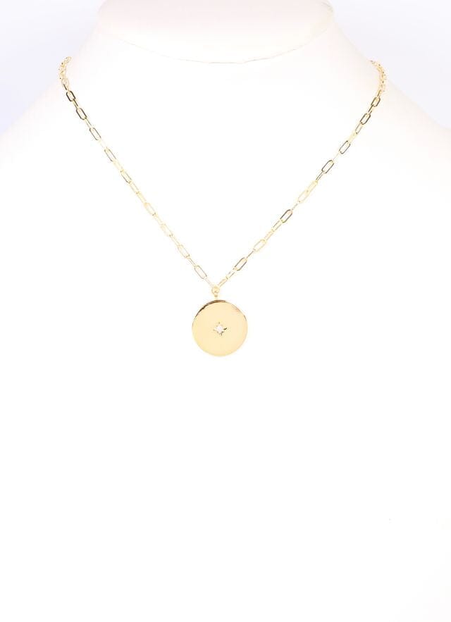 Sylvester CZ Disc Necklace GOLD - Caroline Hill