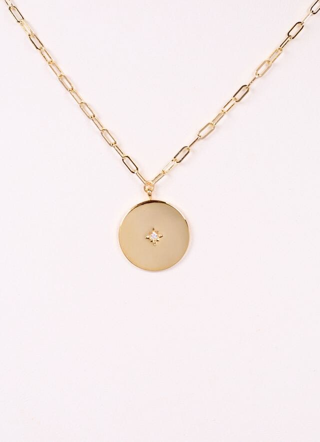 Sylvester CZ Disc Necklace GOLD - Caroline Hill