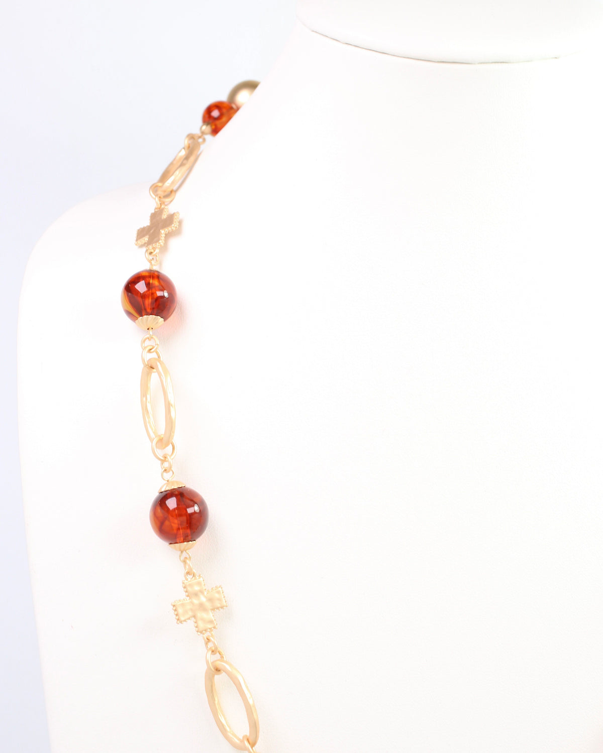Crenshaw Cross Large Bead Necklace Tortoise