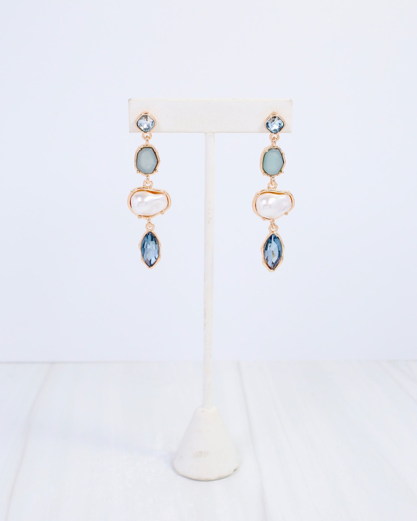 Aleia Pearl and Stone Dangle Earring Blue