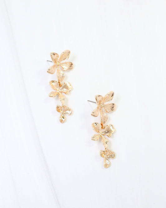 Peekskill Triple Flower Dangle Earring Gold