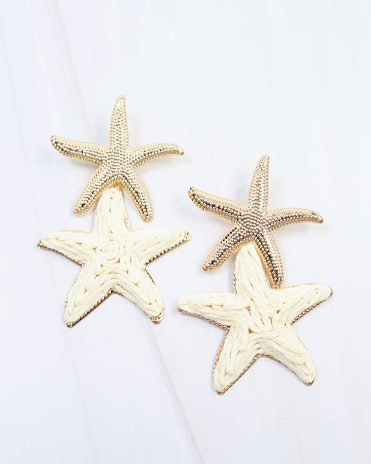 Delphine Raffia Starfish Earring Gold