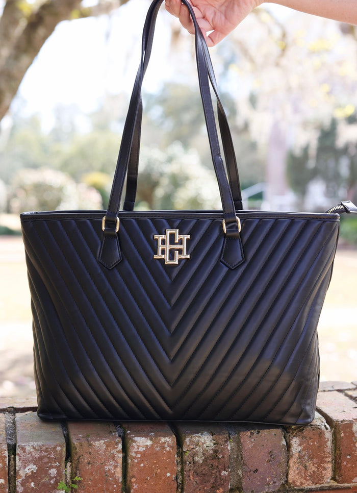 Tabitha Quilted Tote BLACK - Caroline Hill