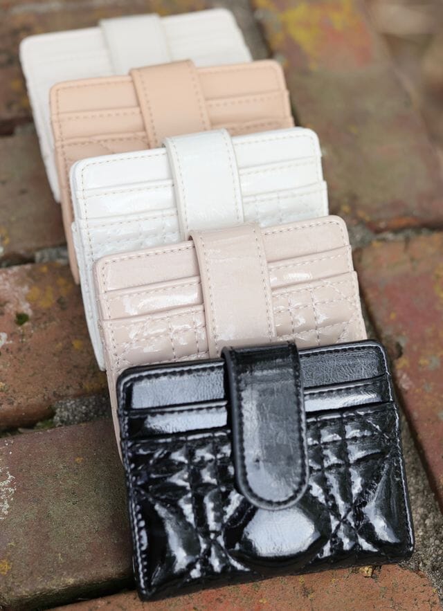 Tate Card Holder Wallet IVORY PATENT LQ - Caroline Hill
