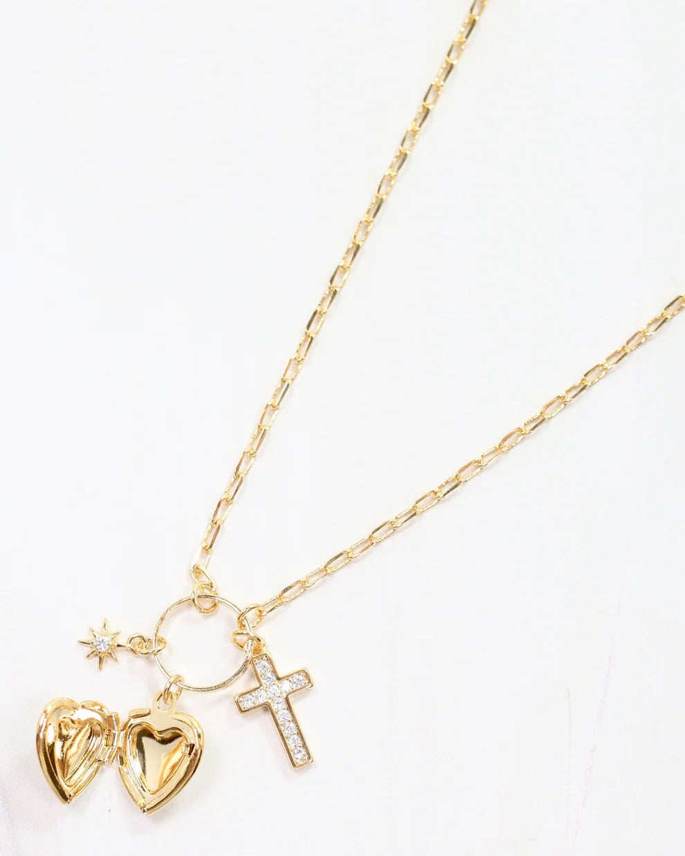 Sally Drop Charm Necklace Gold