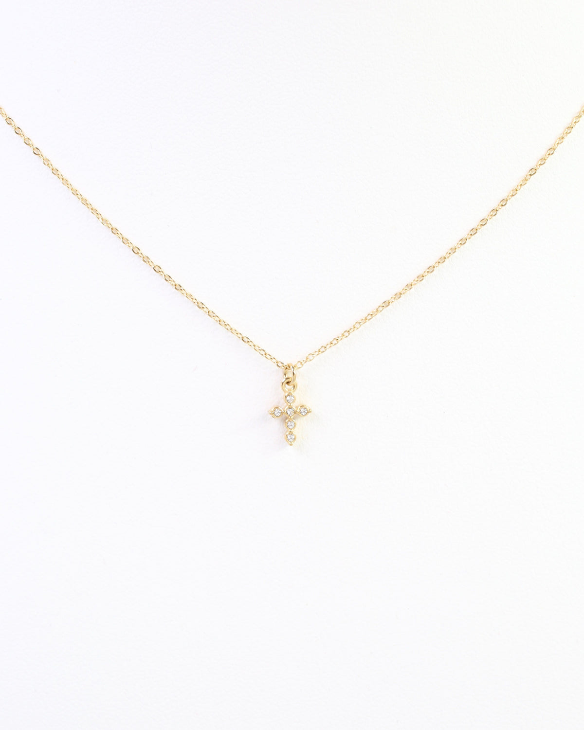Josephina Pave Cross Necklace WP Gold