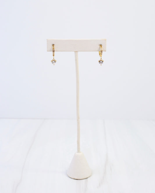 Lenox CZ Heart Huggie Earring Gold